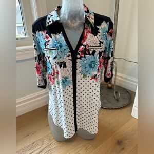 Nygard Floral Polka Dot Summer Blouse / Top